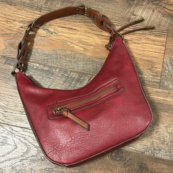 Vegan Snake and Maroon Stitched Saddle Shoulder Bag - Picture 4 of 8